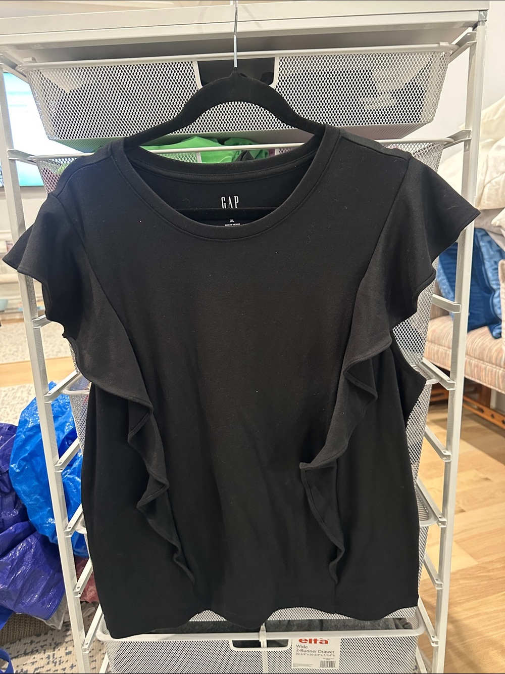 GAP Black Ruffle Short Sleeve Tee